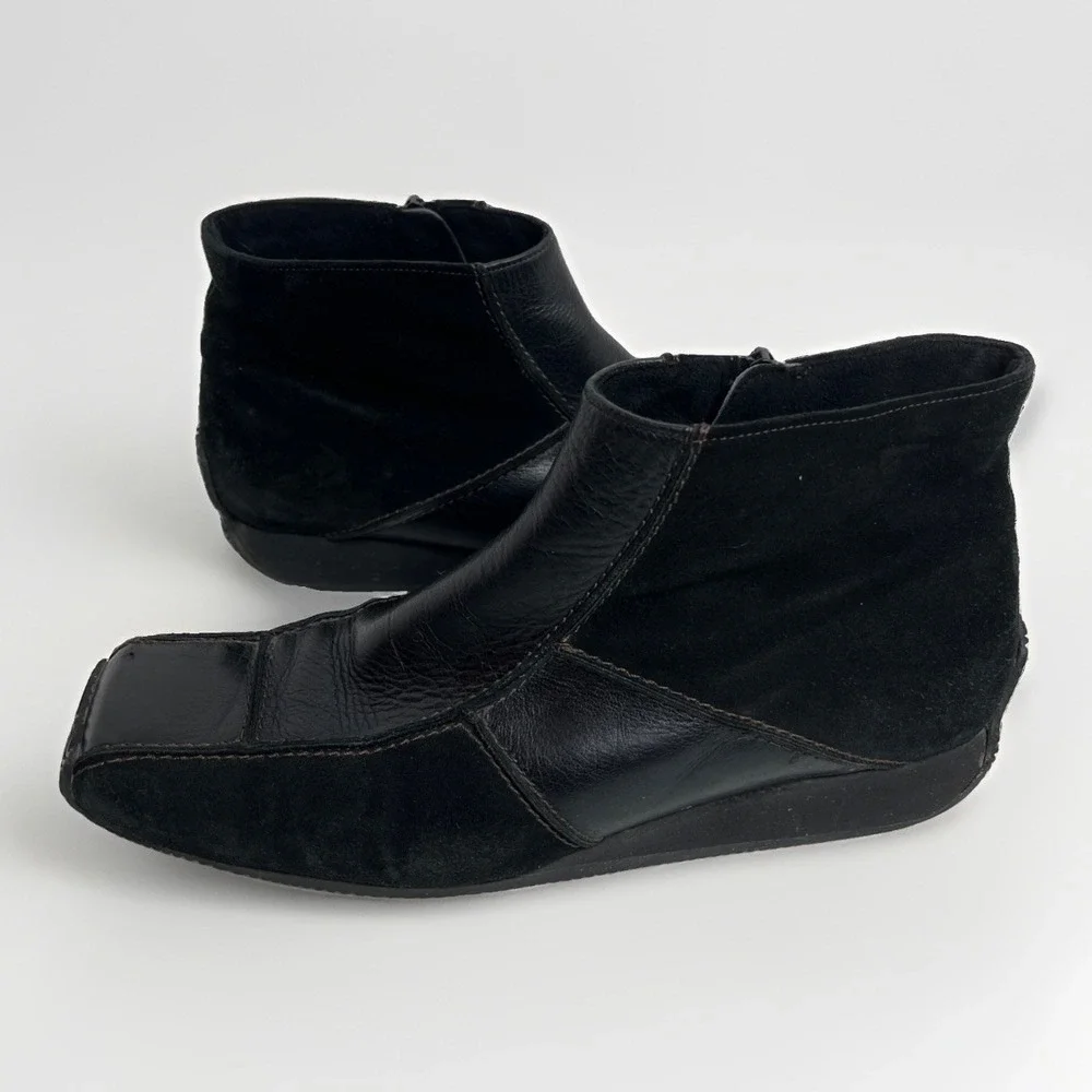 SEMLER Select German Black Leather Suede Ankle Boots Womens Size 9.5 G Sq Toe